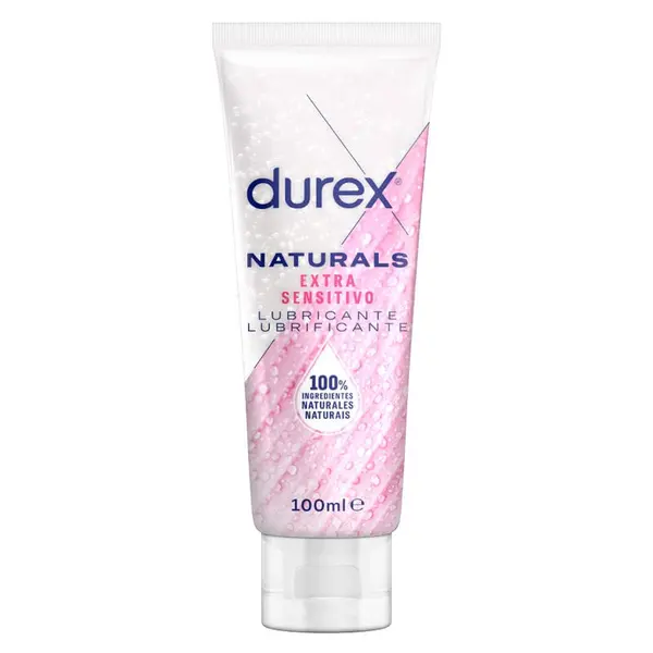 Lubrifiant Durex – Naturals Extra Sensitive, pe bază de apă, 100% ingrediente naturale cu aloe vera, pH echilibrat pentru hidratare și sex delicat, 10