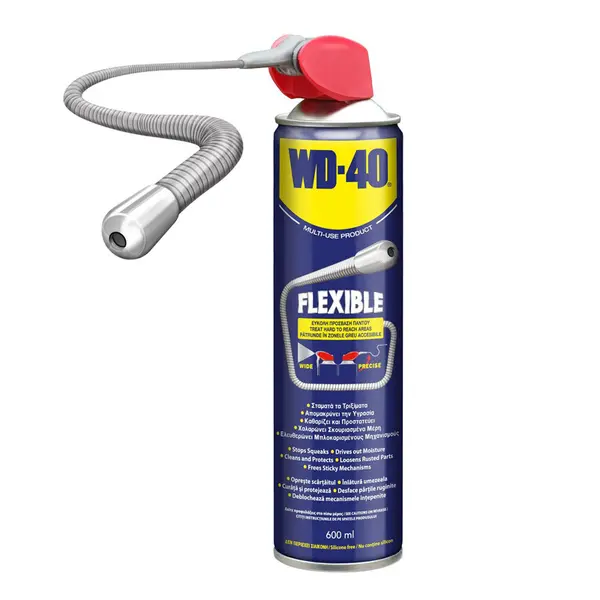 Lubrifiant multifunctional WD-40 600 ml, cu aplicator flexibil de 18 cm ce poate fi modelat si mentinut in forma dorita
