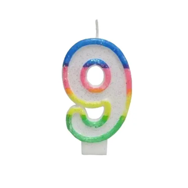Lumanare Aniversara pentru Tort, Cifra 9, Colorat