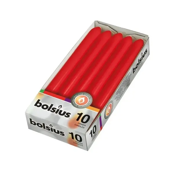 Lumanare Cilindrica Bolsius, Timp Ardere 6 Ore, Rosie, 10 Bucati
