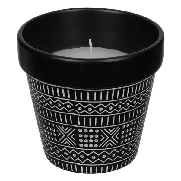 Lumanare citronella anti tantari in ghiveci ceramica cu linii in relief,552 g