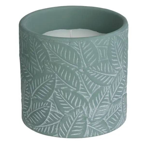 Lumanare citronella anti tantari in ghiveci ceramica, model frunze tropicale,550 g