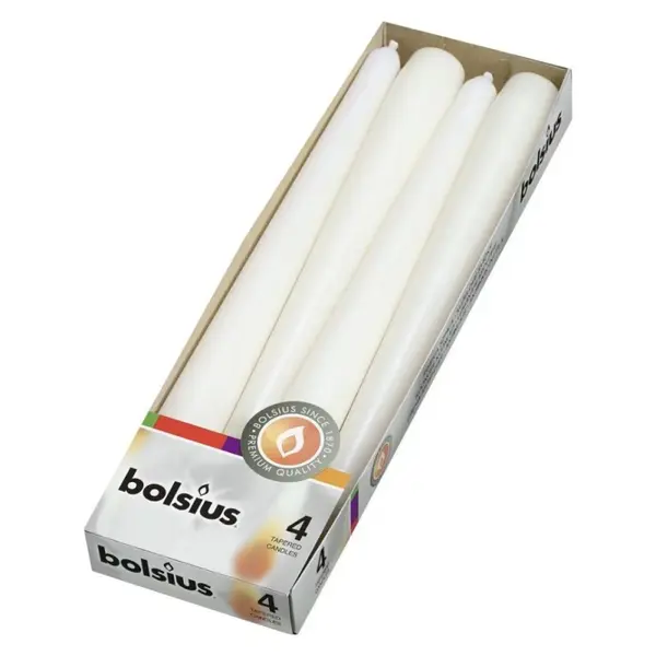 Lumanare Conica Bolsius Alba, 4 Bucati