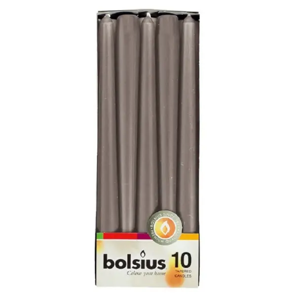 Lumanare Conica Bolsius Gri, 10 Bucati