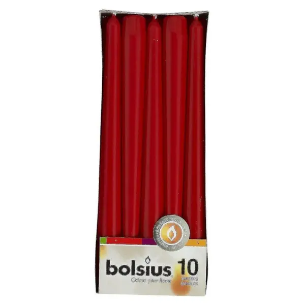 Lumanare Conica Decorativa Bolsius Rosu, 10 Bucati