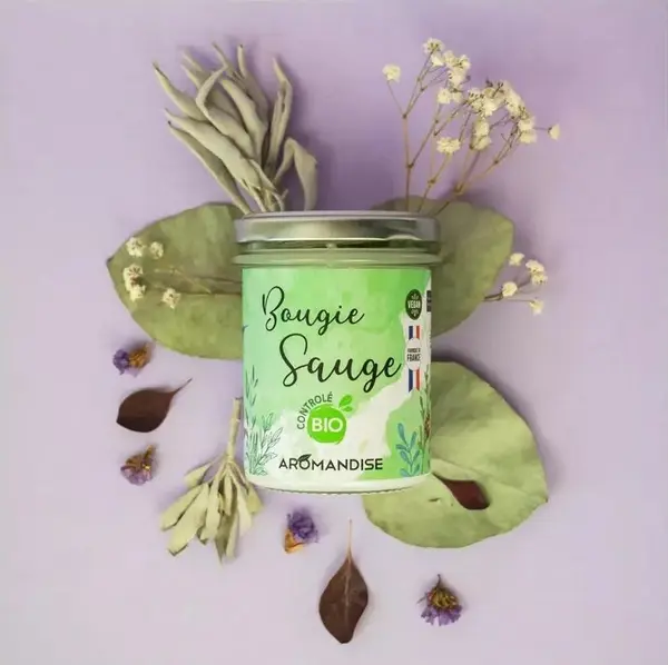 Lumanare parfumata bio Aromandise salvie vegana 150g