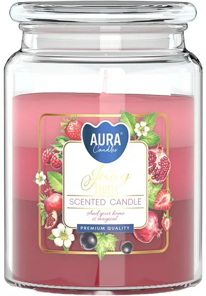 Lumânare parfumată Bispol Aura - Fructe delicioase, 500 g