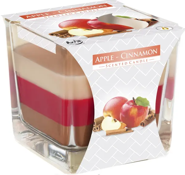 Lumânare parfumată Bispol Aura - Măr și scorțișoară, 170 g