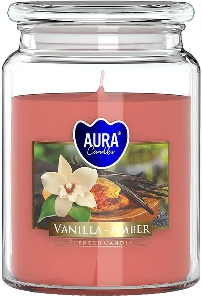 Lumânare parfumată Bispol Aura - Vanilla and Amber, 500 g