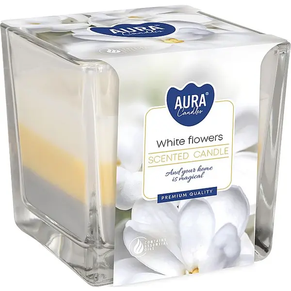 Lumânare parfumată Bispol Aura - White Flowers, 170 g