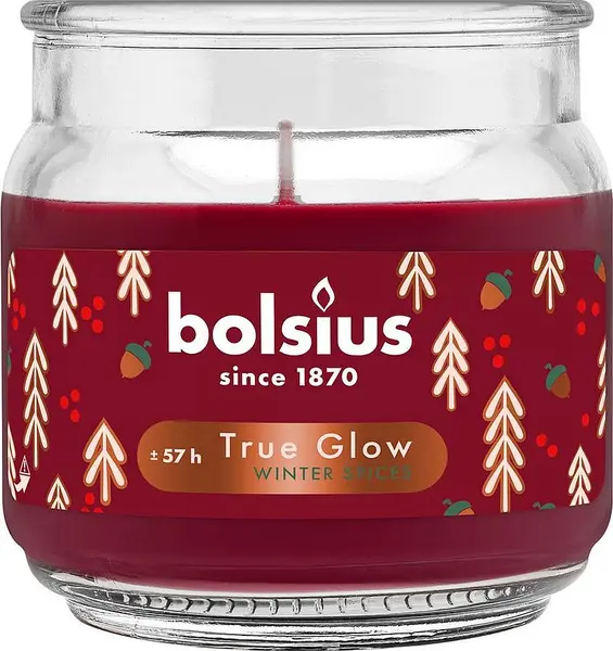 Lumânare parfumată Bolsius True Glow - Winter Spices, 57 h