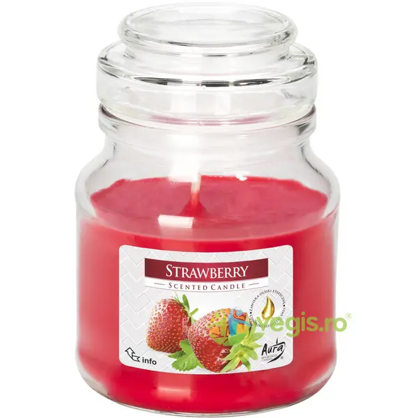 Lumanare Parfumata in Borcan cu Capac Aroma de Capsuni