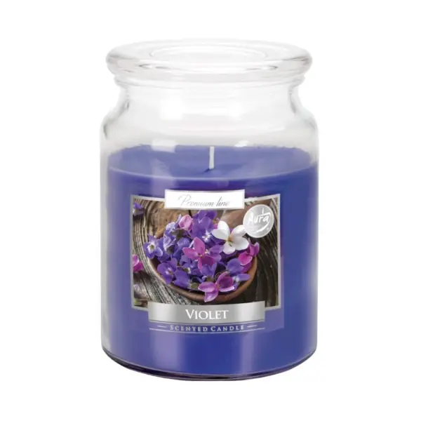 Lumanare Parfumata in Borcan cu Capac Violete, 100 Ore