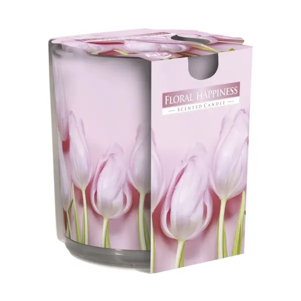 Lumanare Parfumata in Pahar Imprimat, Floral Happiness, 22 Ore