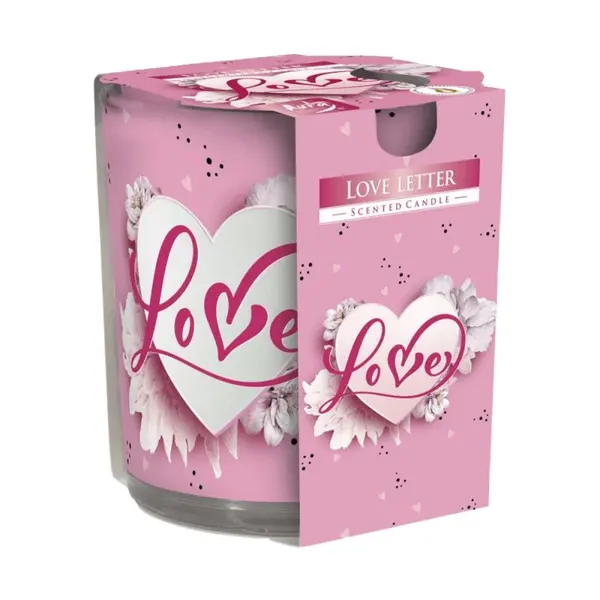 Lumanare Parfumata in Pahar Imprimat, Love Letter, 22 Ore