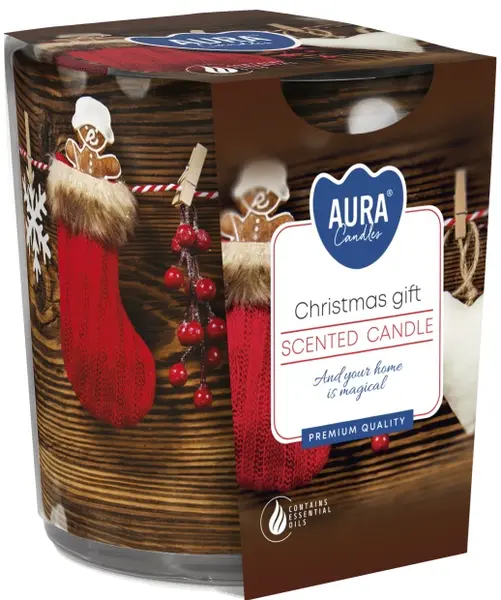 lumânare parfumată într-o cană Bispol Aura - Christmas Gift, 100 g