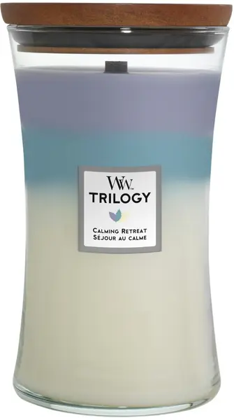 Lumânare parfumată WoodWick Trilogy - Calming Retreat, 609.5 g