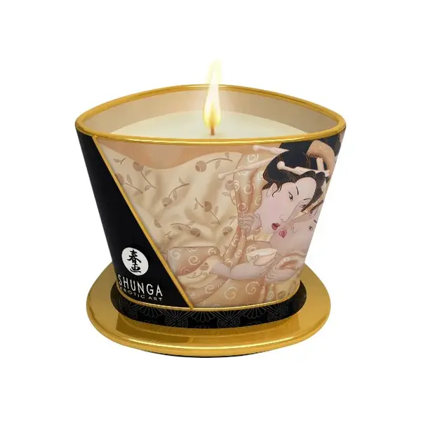 Lumânare pentru masaj SHUNGA Desire - Vanilla Fetish, cu uleiuri 100% naturale, aromă de vanilie, 170 ml
