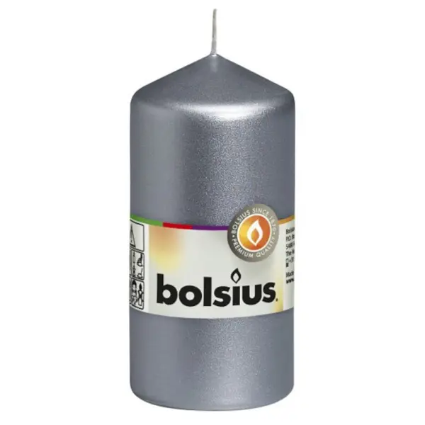 Lumanare Stalp 120 x 58 mm Bolsius, Argintiu