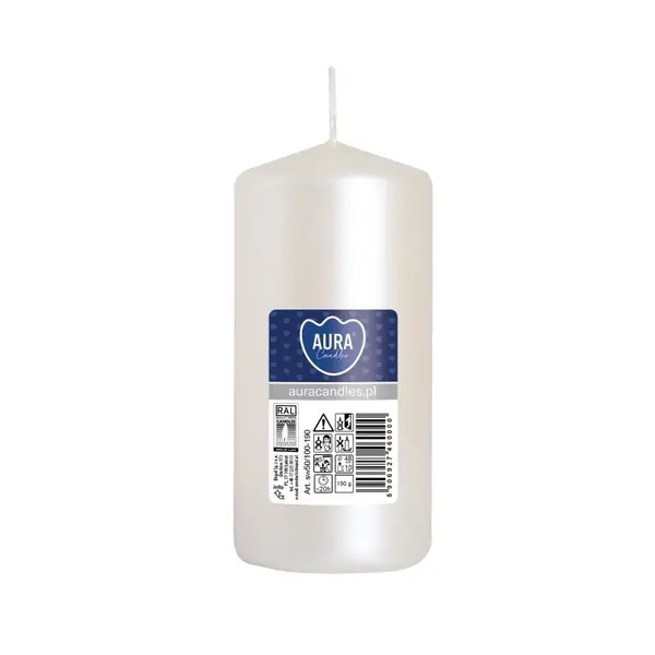 Lumanare Stalp Aura, Timp Ardere 20 Ore, Alb Perla, 150 g