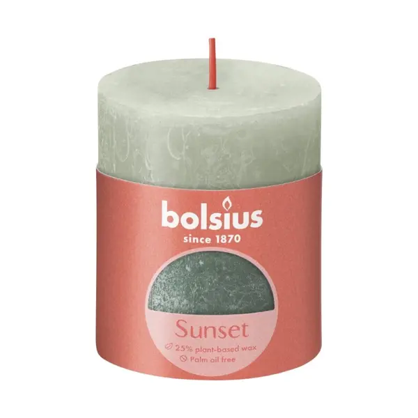 Lumanare Stalp Bolsius, 2 Culori, Verde Pastel / Albastru Oxid, 80 x 68 mm