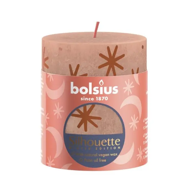 Lumanare Stalp Bolsius, Crem cu Print, 80 x 68 mm