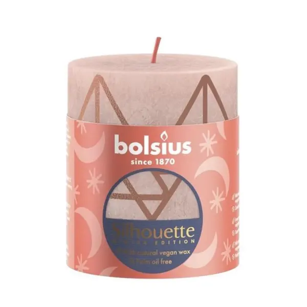 Lumanare Stalp Bolsius, Roz cu Print, 80 x 68 mm