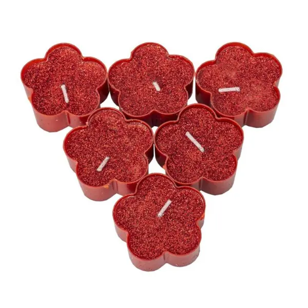 Lumanari Decorative, Forma Floare, Rosu, 25 Bucati