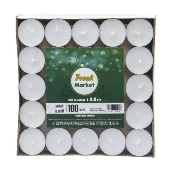 Lumanari Decorative, Timp de Ardere 4h, 14 g, Alb, 100 Bucati