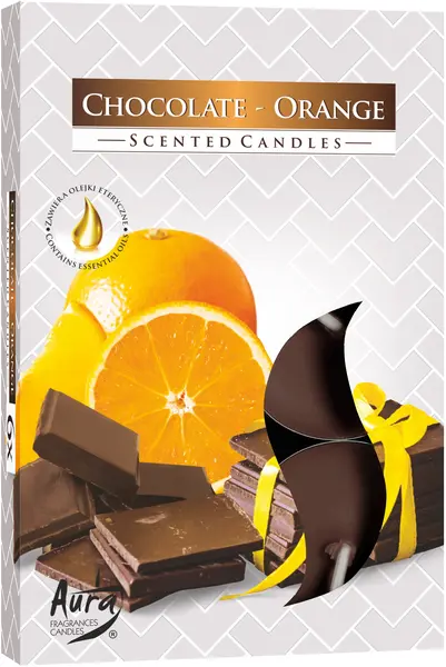 Lumanari parfumate Bispol Aura - Chocolate-Orange, 6 bucăți
