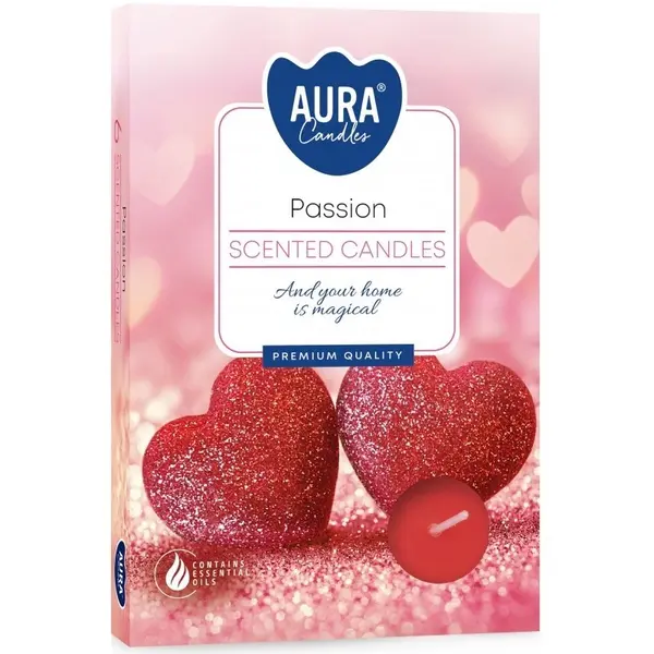 Lumanari Pastila Aura, Passion, Timp Ardere 4 Ore, 6 Bucati, 11 g