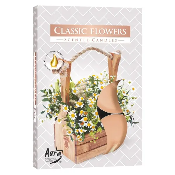Lumanari Pastila, Flori Clasice, 4 Ore, 6 Bucati