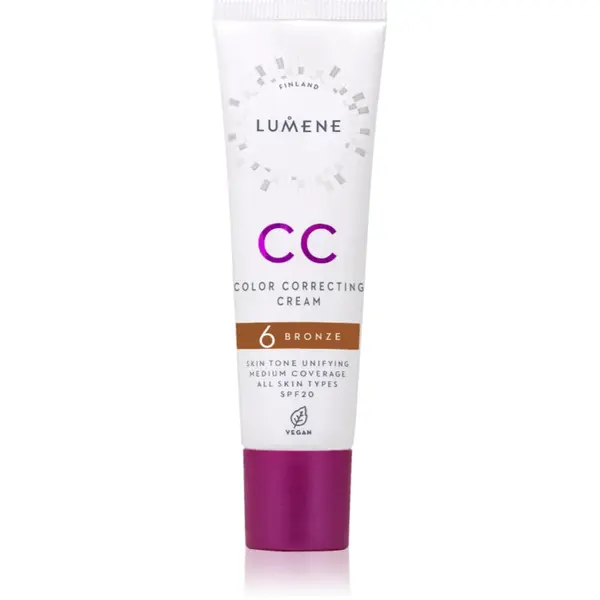 Lumene CC Color Correcting Cream Crema CC pentru un ten uniform SPF 20 culoare 6 Bronze (Neutral) 30 ml