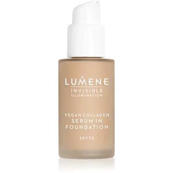 Lumene Invisible Illumination Vegan Collagen Serum in Foundation make-up cu textura usoara cu efect de nutritiv SPF 30 4 30 ml