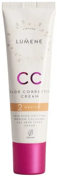 Lumene Vegan CC Cremă 7 în 1, 2 Medium, SPF20, 30 ml