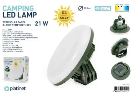 Lumina camping Platinet PGCL02S, Solara, 4 x 2000 Mah, 5.5H, 21W
