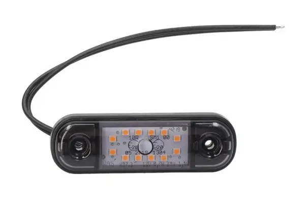 Lumina delimitare stanga dreapta, forma: oval, portocaliu fumuriu, LED, inaltime 24,2mm; latime 83,8mm; adancime 10,4mm lungime cablu 230mm, 12 24V (IP66 IP68)