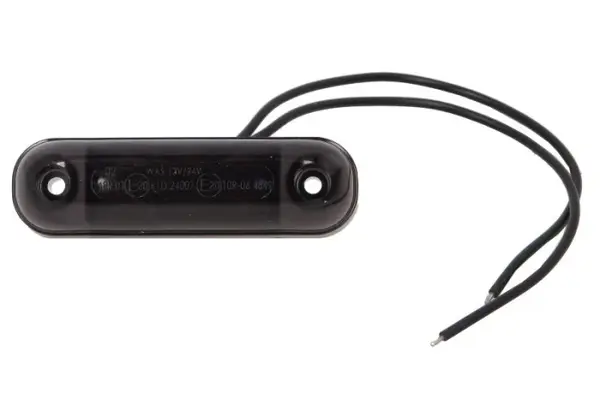 Lumina delimitare stanga dreapta, forma: oval, rosu fumuriu, LED, inaltime 24mm; latime 84mm; adancime 25mm lungime cablu 240mm, 12 24V (IP6K9K)