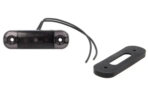 Lumina delimitare stanga dreapta, forma: oval, rosu fumuriu, LED, inaltime 24mm; latime 84mm; adancime 25mm lungime cablu 240mm, 12 24V (IP6K9K)