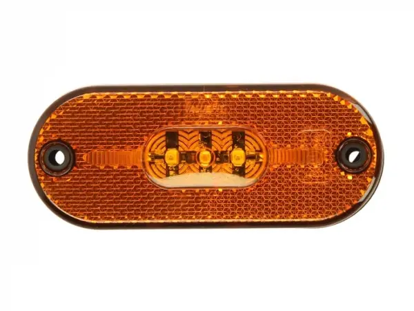 Lumina delimitare stanga dreapta, galben, LED, inaltime 11mm; latime 108mm; adancime 44mm, surub fixare orizontala fixare verticala, lungime cablu 150mm, 24V (IPIP67)