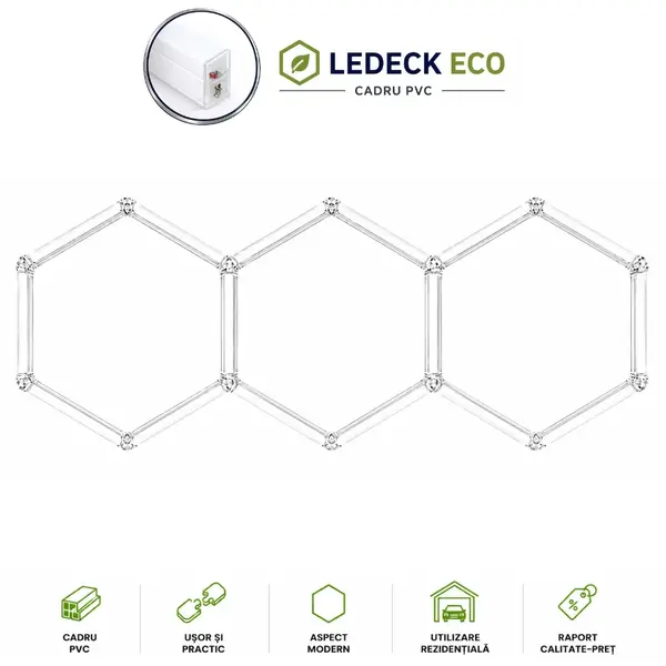 Lumină LED Hexagonală - 3 Module 98x244CM - Garaj, Dormitor, Cameră Gaming, Spații Private