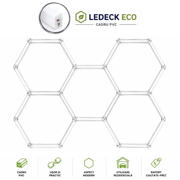 Lumină LED Hexagonală - 5 Module 164x235CM - Garaj, Dormitor, Cameră Gaming, Spații Private
