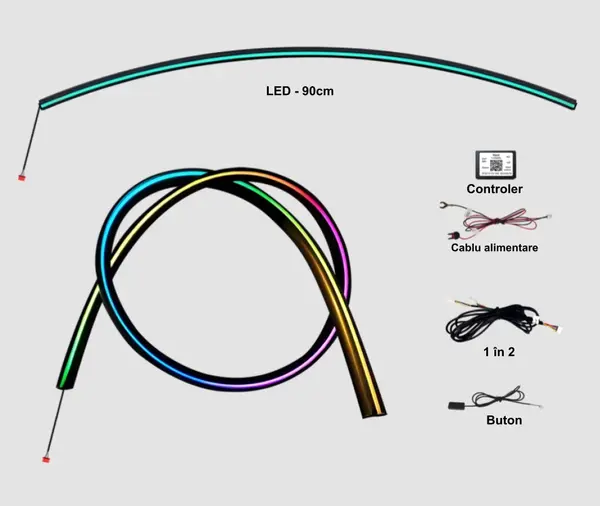 Lumini ambientale Universale pentru Parbiz , RGB Acrilice 2 in 1 Dinamice cu efect symphony, Control din Aplicatie Bluetooth / Buton