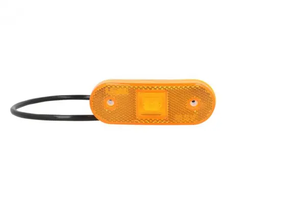 Lumini clarificare stanga dreapta, portocaliu, LED, inaltime 40mm; latime 113,5mm, lungime cablu 500mm, 12 24V (cu clema pentru fir plat, conector: CLICK-IN JAEGER)