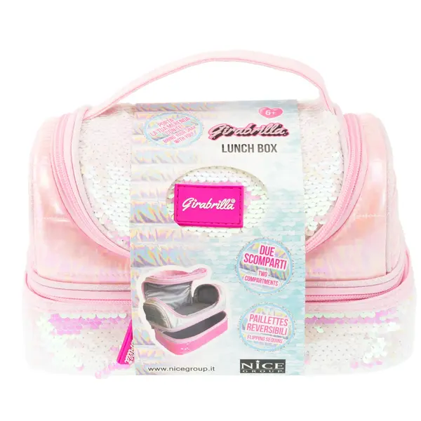 Lunch box Girabrilla - cutie termica matlasata cu paiete reversibile si interior impermeabil White