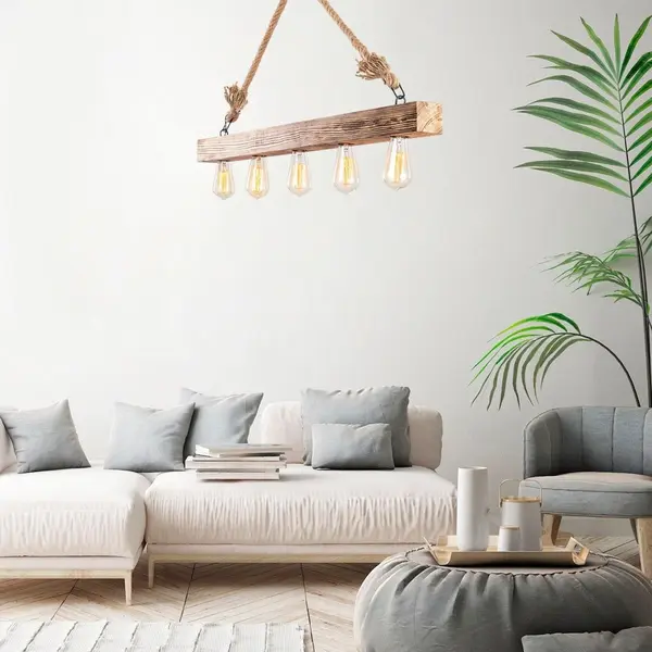 Lustra Candelaria 106, Lemn, Natural, 100x53x7 cm