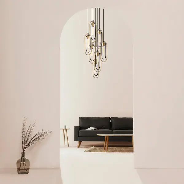Lustra Cerco Chandelier, Negru, 48x48x132 cm