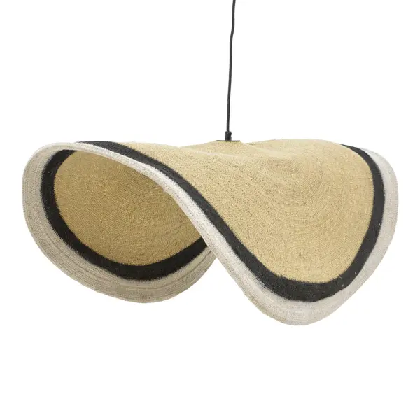 Lustra Hatchie natur negru alb ratan fier, 120x120x144 cm