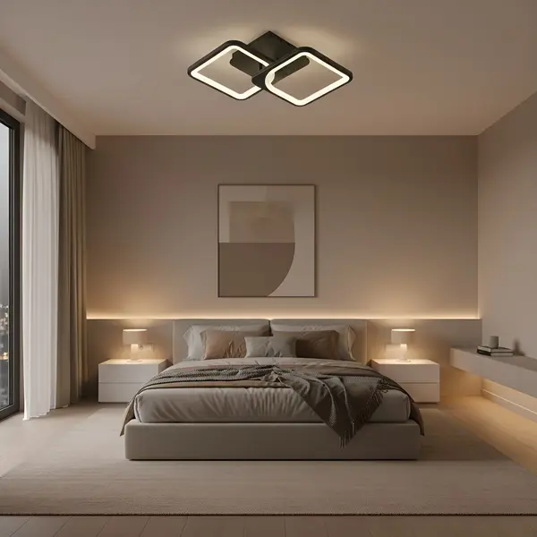 Lustra led neagra cu 2 patrate 50W 3 Culori 550Mm X 115Mm - Default Title