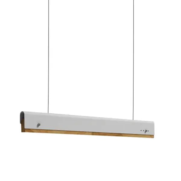 Lustra LED Rafmole metal alb si lemn, 120x100 cm